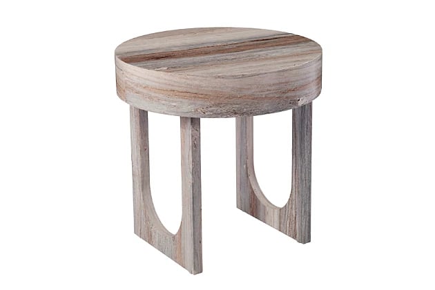 Southern Enterprises Treston Round Faux Marble End Table