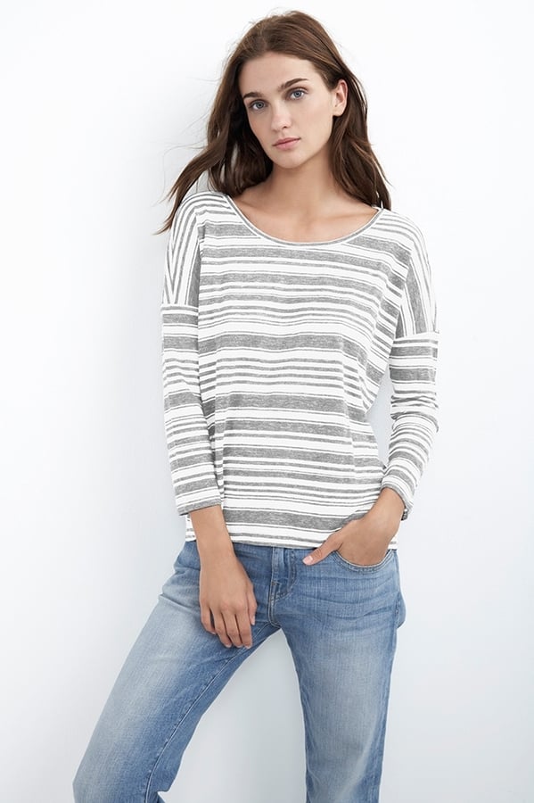 Helena Heather Stripe Linen Drop Shoulder Tee ($99)