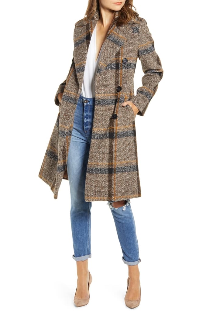 KENDALL + KYLIE Plaid Double Breasted Coat