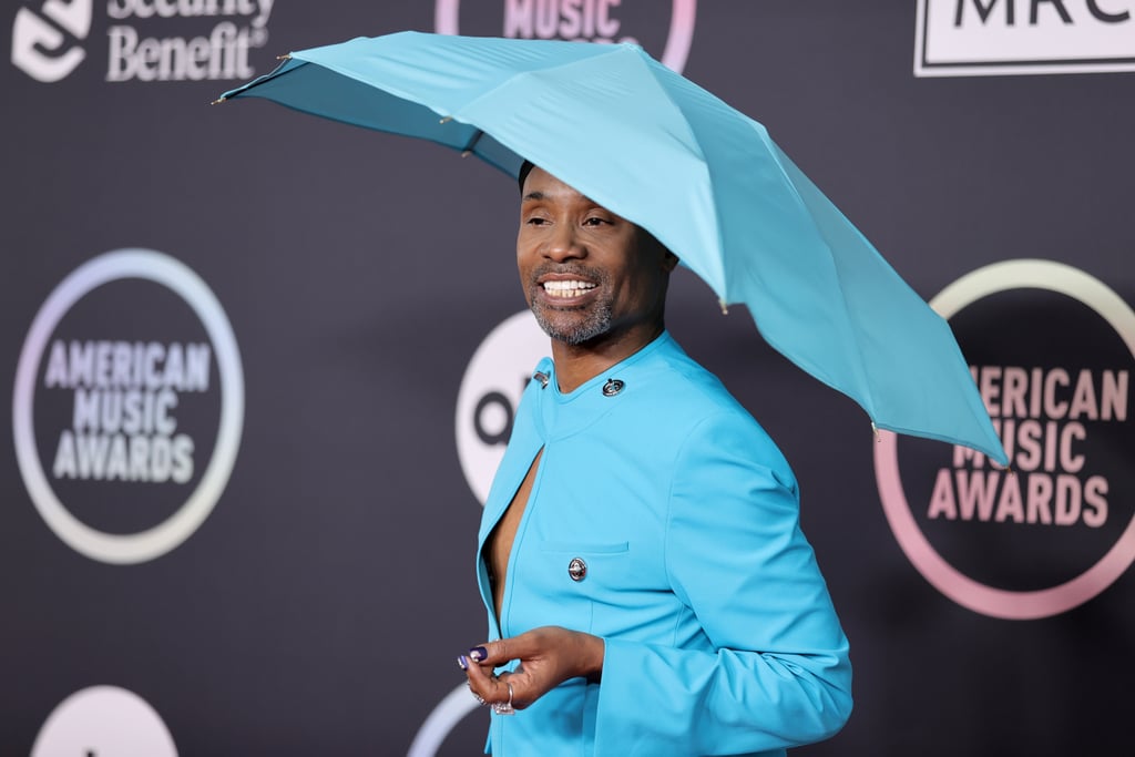 Billy Porter's Blue Suit and Umbrella Hat at the 2021 AMAs