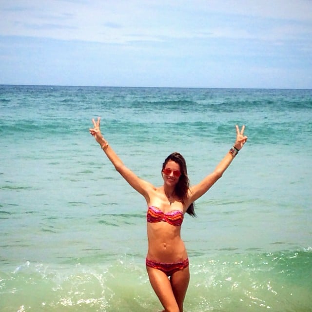 Alessandra Ambrosio slipped into a colorful bikini for a beach day in Brazil.
Source: Instagram user alessandraambrosio