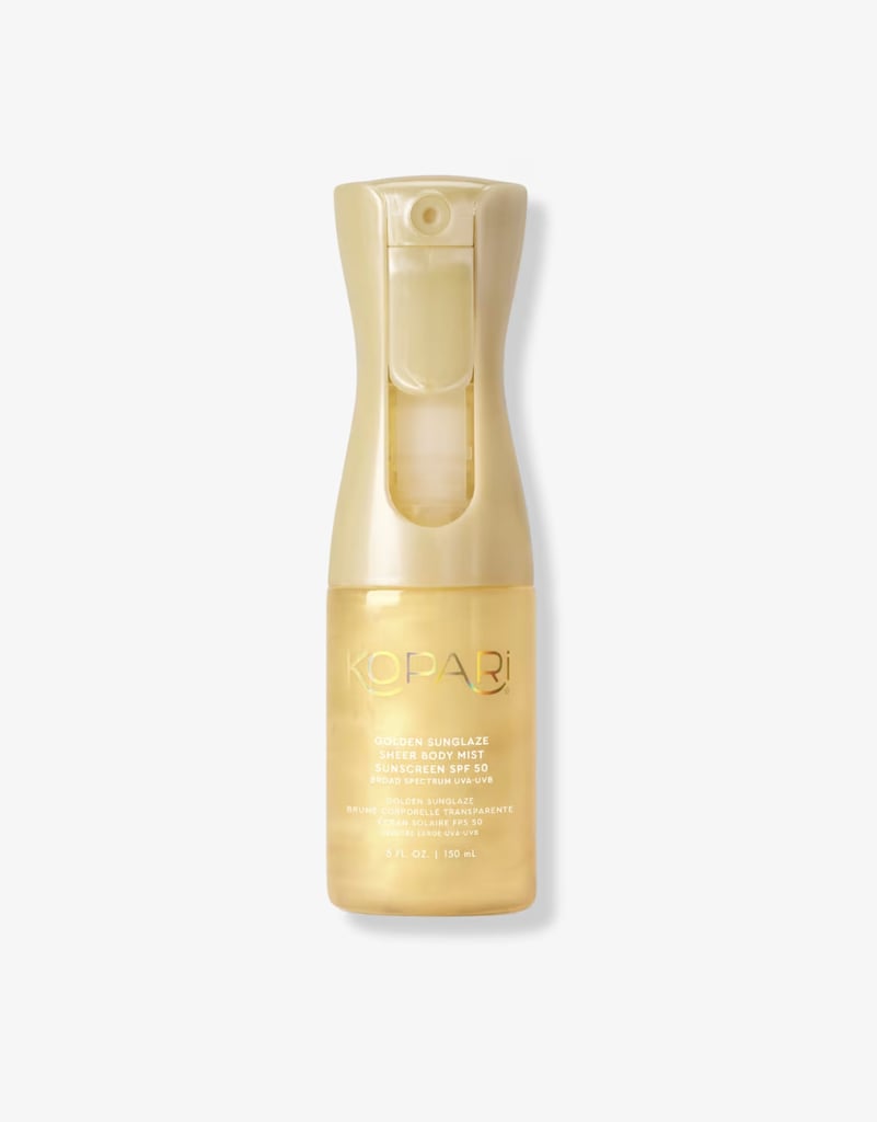 Kopari Beauty Golden Sunglaze Sheer Body Mist Sunscreen SPF 50 ($20, originally $39) Finding the right scent can be tricky, but this body mist from Kopari Beauty is the one you'll want to keep on hand, especially as temps rise. It not only features a juicy guava scent, but is formulated with hyaluronic acid and SPF 50 to hydrate and protect your skin all day long. ncludes mini versions of the Burberry Her Eau de Parfum and Burberry Her Eau de Parfum Intense, as well as the Burberry Goddess Eau de Parfum and the Burberry Goddess Parfum. Whether she prefers fruity or leathery scents, there's one for every mood.