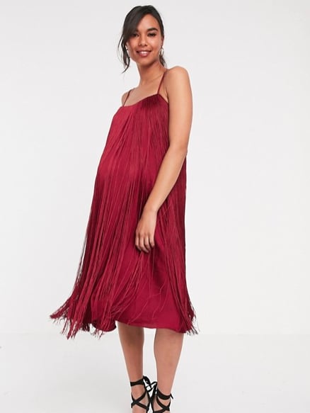 ASOS Design Maternity Fringe Trapeze Midi Dress