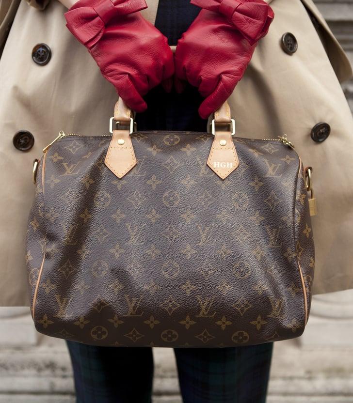 Louis Vuitton bag, red gloves, and a trench coat made for a polished | London Fashion Week ...