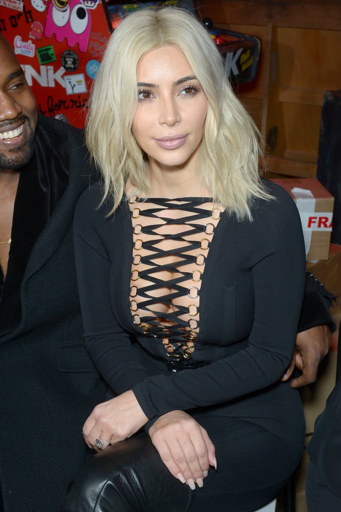 Kim Kardashian's White-Blonde Hair at Paris Fashion Week