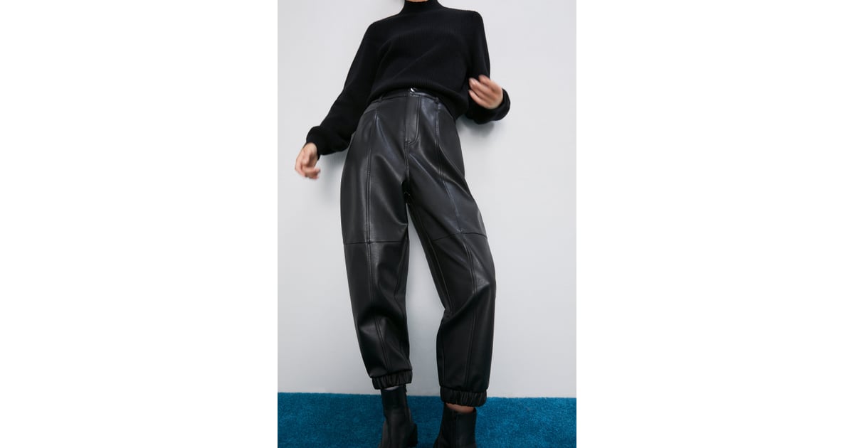 Zara Faux Leather Pants | How to Style a Sweatshirt | 2020 | POPSUGAR ...
