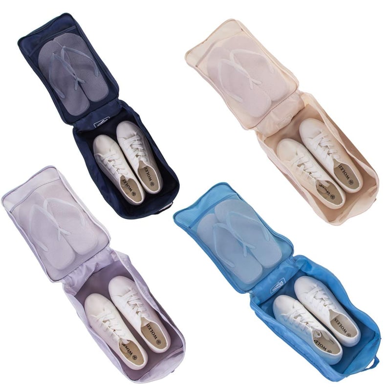 Travel Shoe Bags, Foldable Waterproof Shoe Pouches Organizer-Double Layer  (2 Blue Shoe Bags)