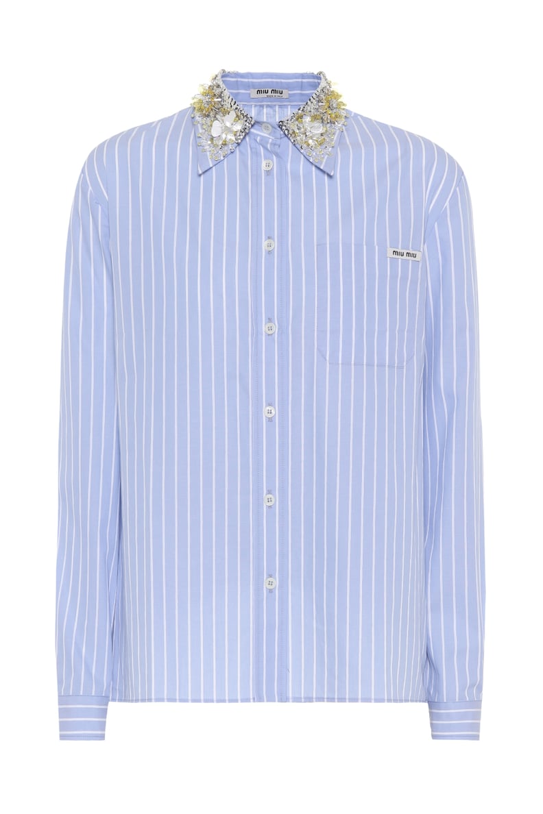 Miu Miu Embellished Striped Cotton Shirt