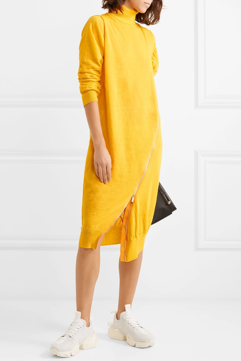 Sacai Zip-detailed wool turtleneck midi dress