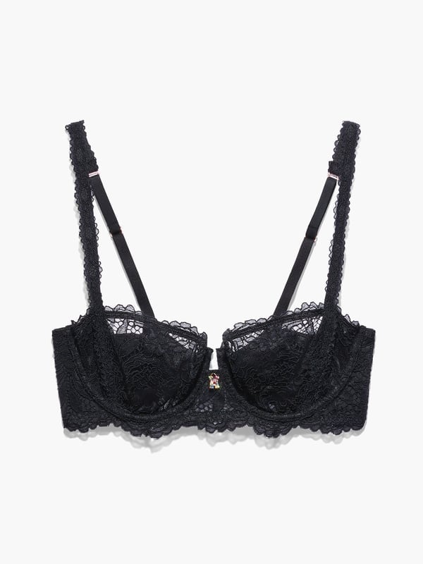Savage x Fenty Romantic Corded Lace Unlined Balconette Bra in Black