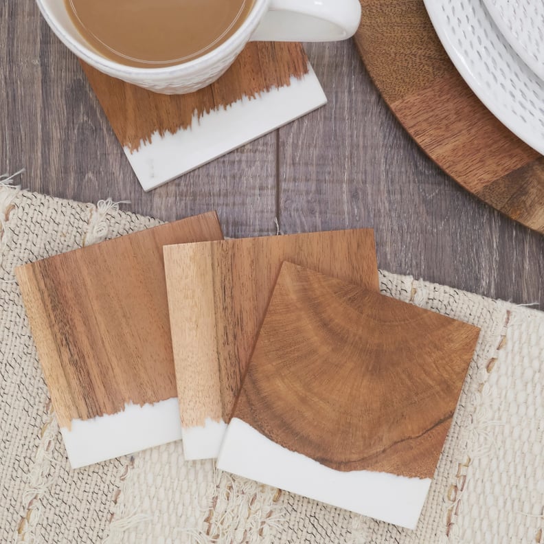 A Useful Decor Gift: Glass Coasters With Wood and Resin Design Set