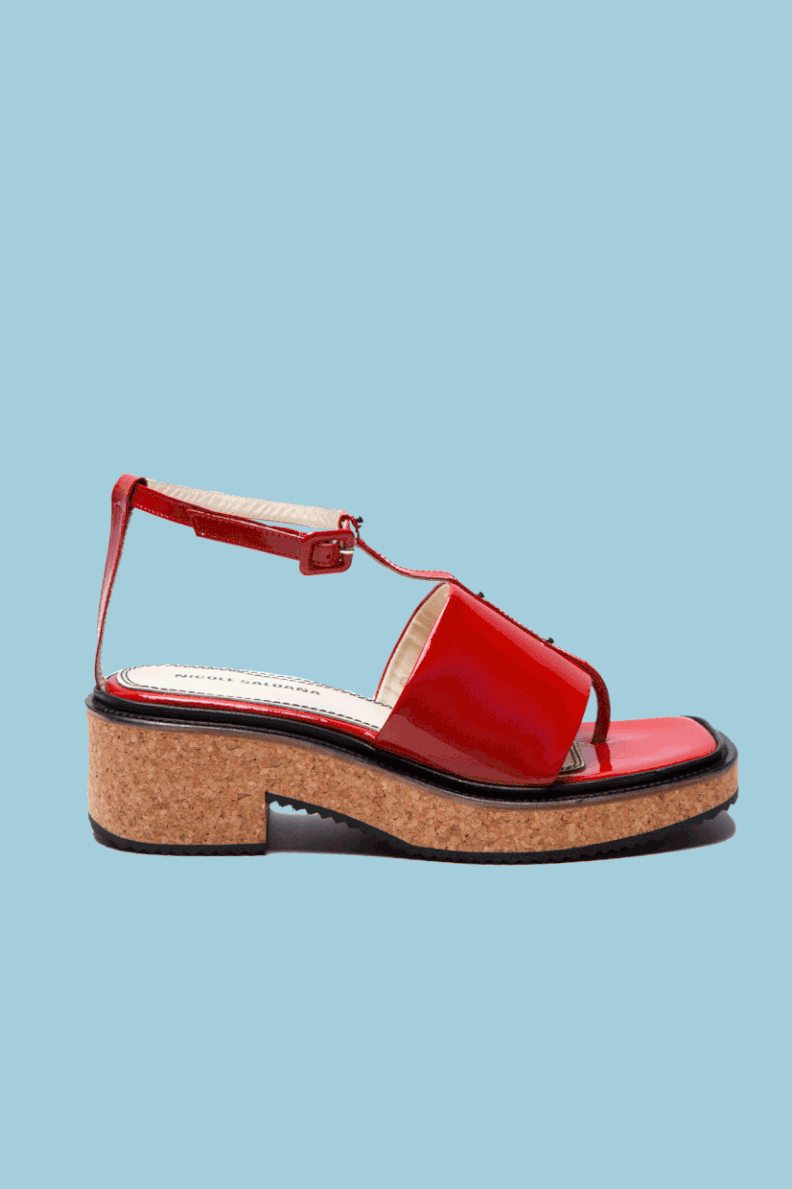 Nicole Saldaña Lori Tomato Red Patent Leather Sandals