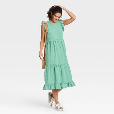 Universal Thread Women's Ruffle Sleeveless Tiered Dress