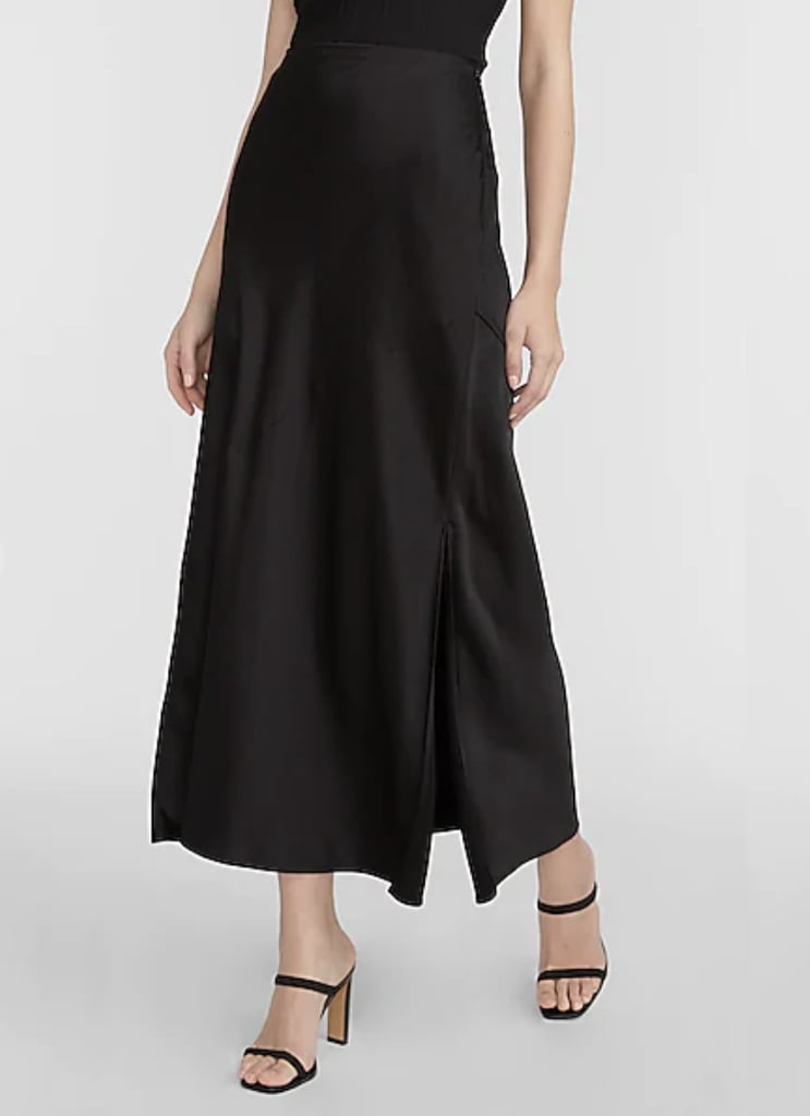 Express High Waisted Satin Maxi Slip Skirt | Best Skirts by Body Type ...