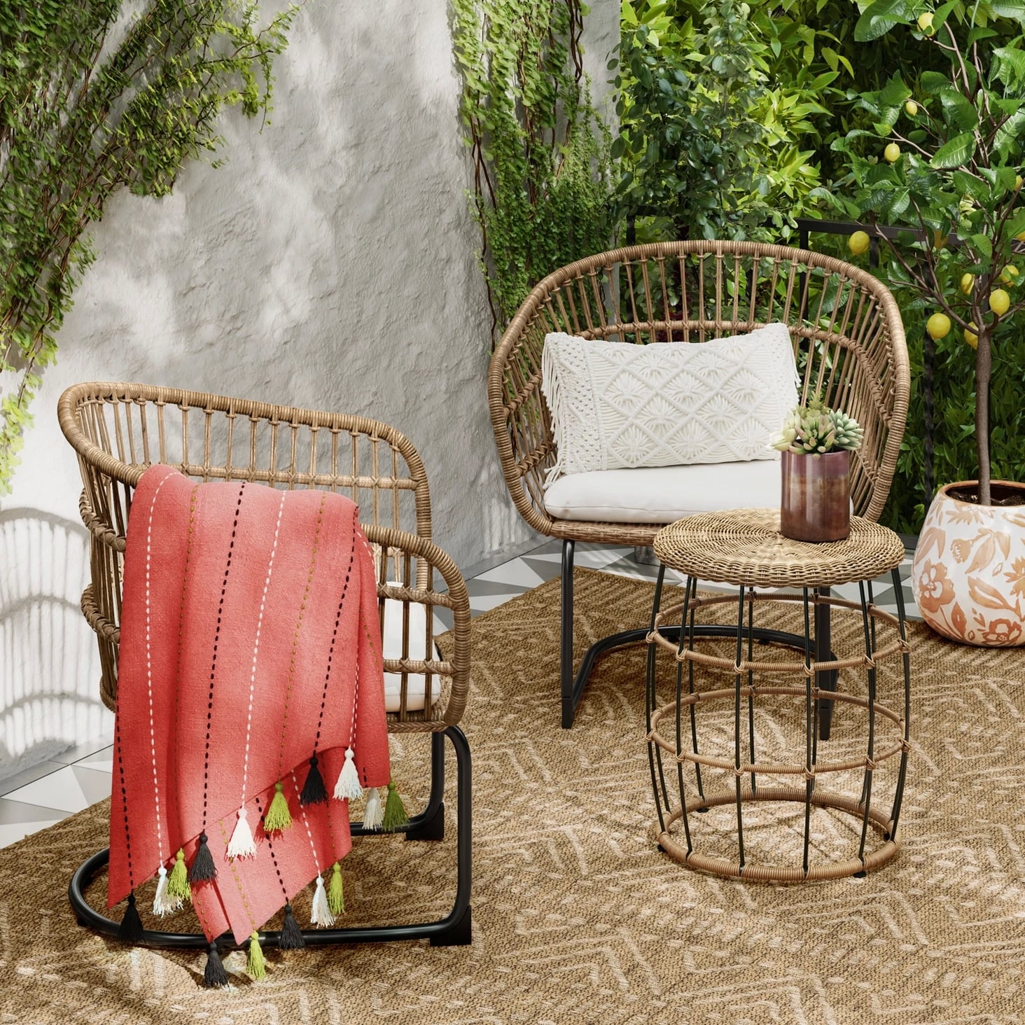 Monroe 2pk wicker 2025 motion patio club chair