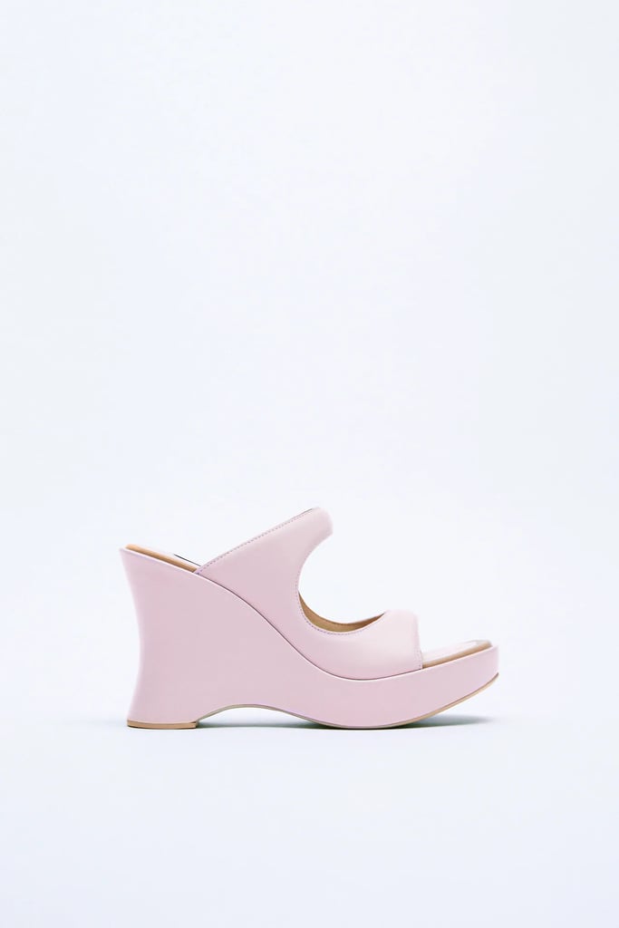 A Futuristic Shoe: Zara Round Toe Leather Heeled Wedges