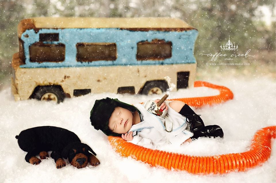 Christmas Vacation and A Christmas Story Newborn Photo Shoot