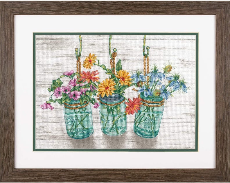 Flowers in Mason Jars Cross Stitch Kit