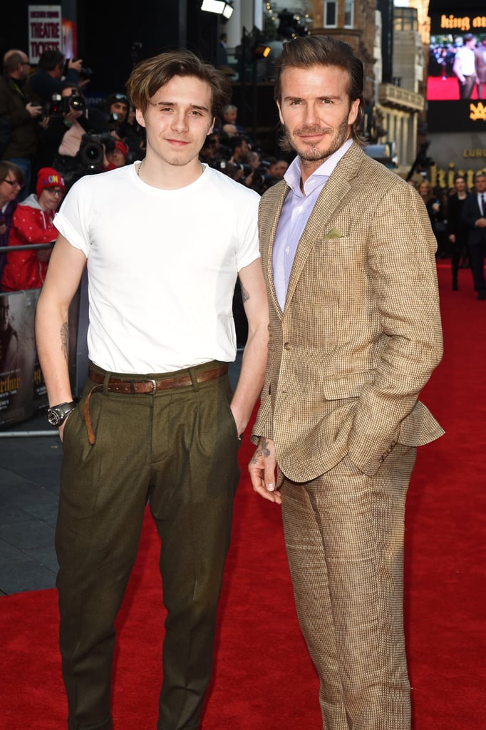 David and Brooklyn Beckham at King Arthur London Premiere