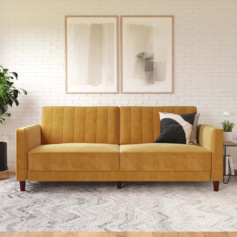 DHP Pin Tufted Transitional Velvet Futon Couch