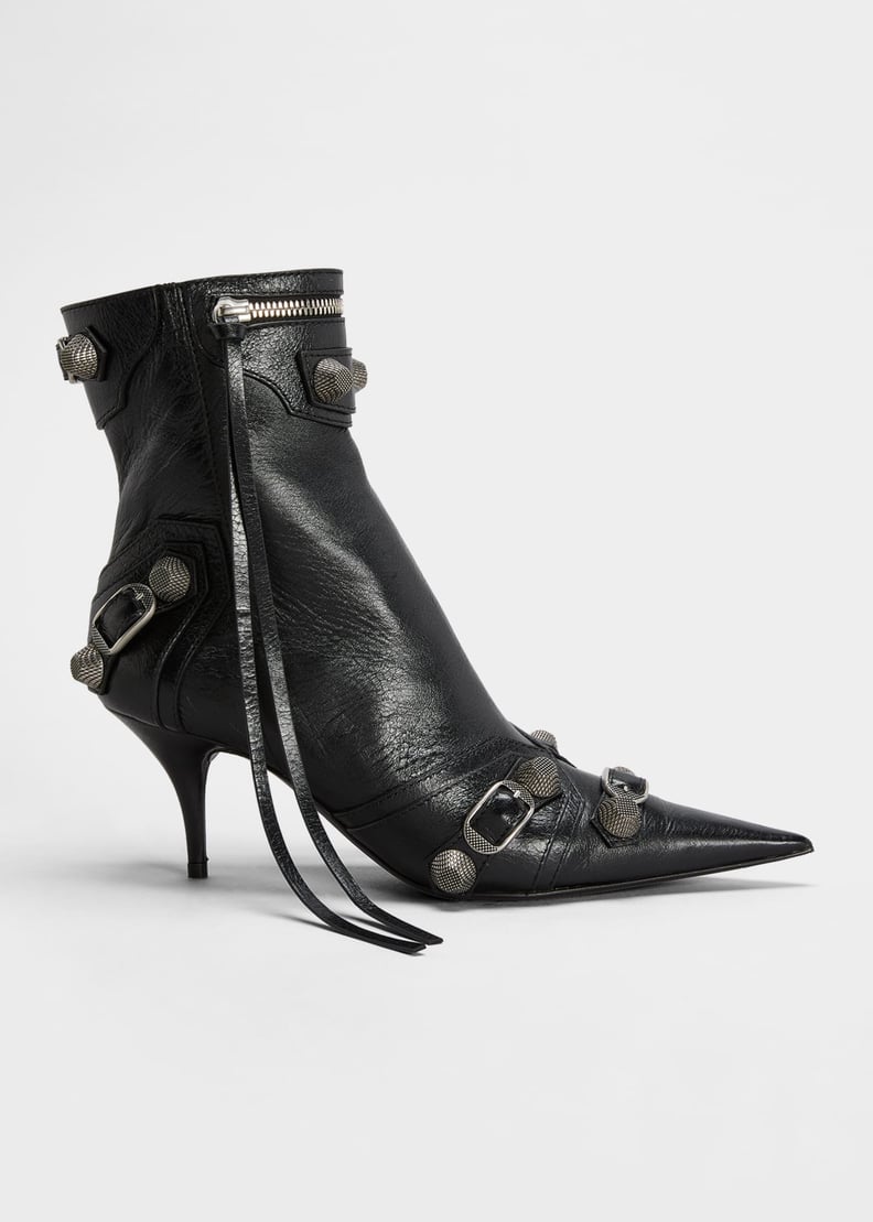 Balenciaga Cagole Lambskin Buckle Zip Ankle Booties