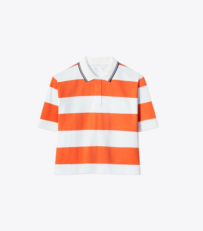 Tory Burch Striped Cropped Polo