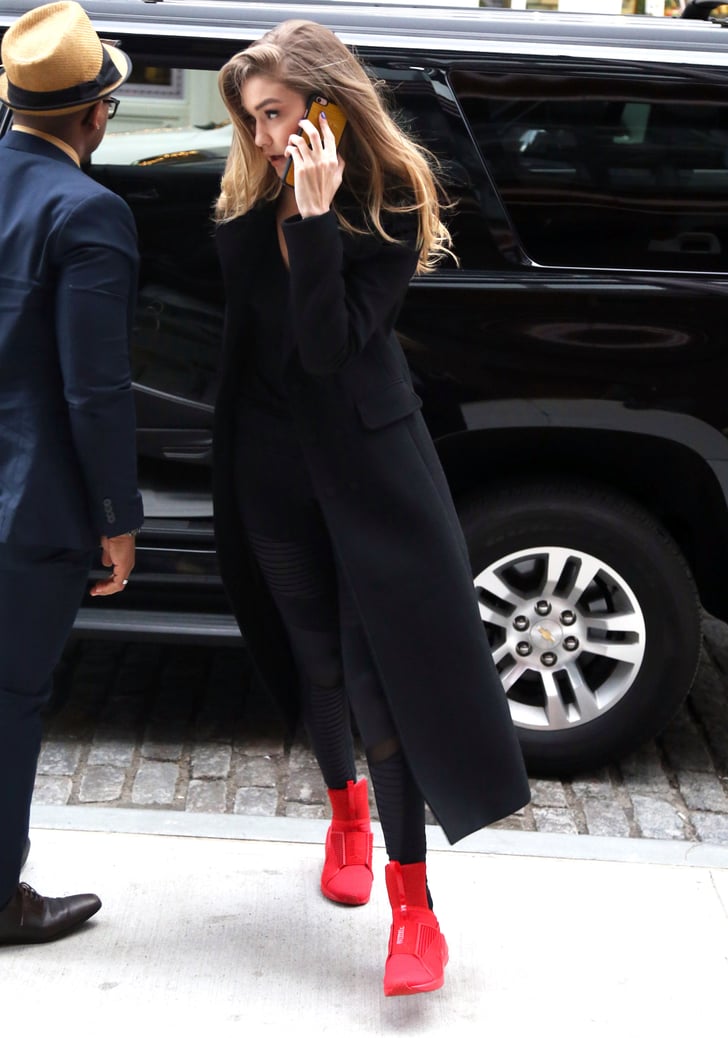 Gigi Hadid Wearing Rihanna's Puma Sneakers | POPSUGAR Fashion