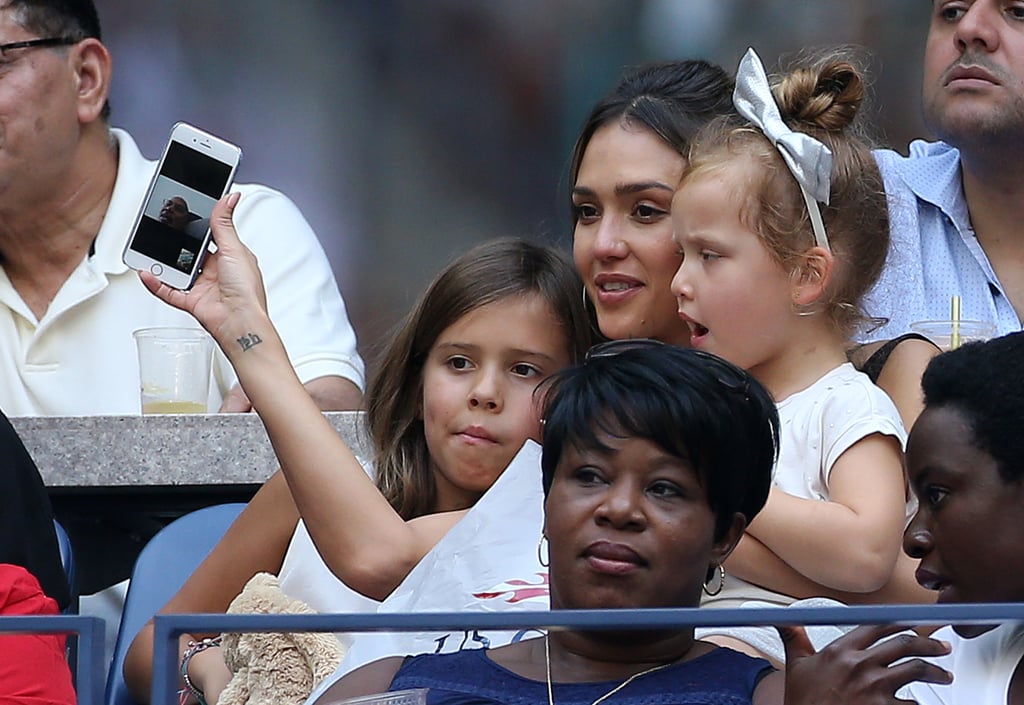 Jessica Alba and Her Daughters at US Open September 2016