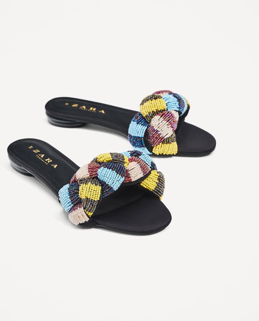 These slides ($50) have the kind of beading that looks like a vintage thrift-store find or something amazing you found on vacation.