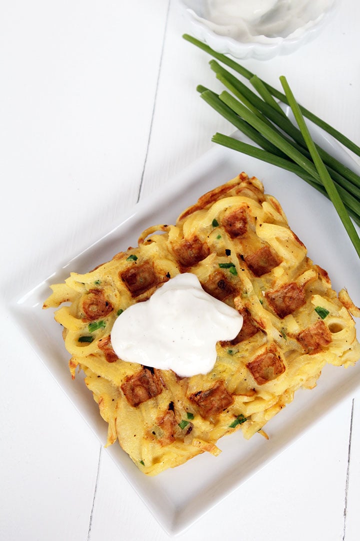 Savory Noodle and Chive Waffle