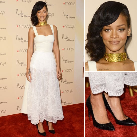 Rihanna in Sheer White Lace Skirt by Nini Nguyen (Pictures)