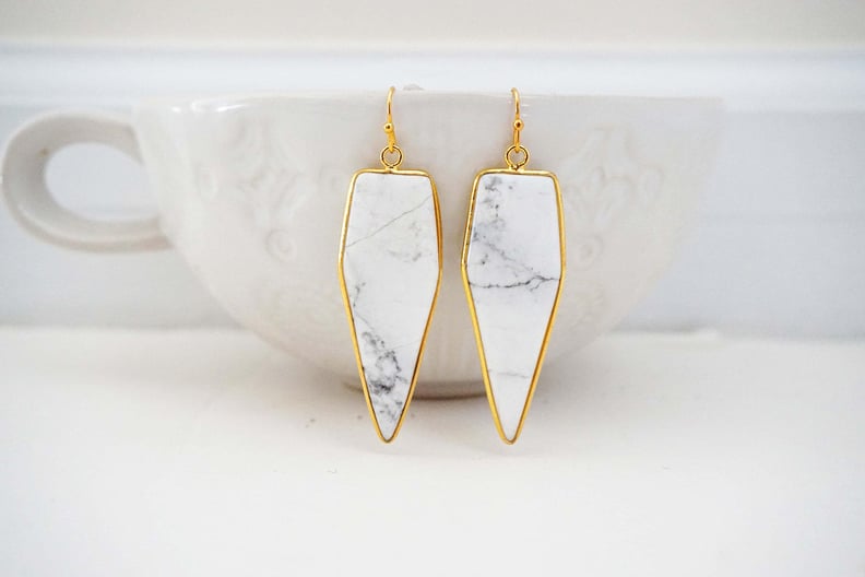 Marble and Gold Pendant Earrings