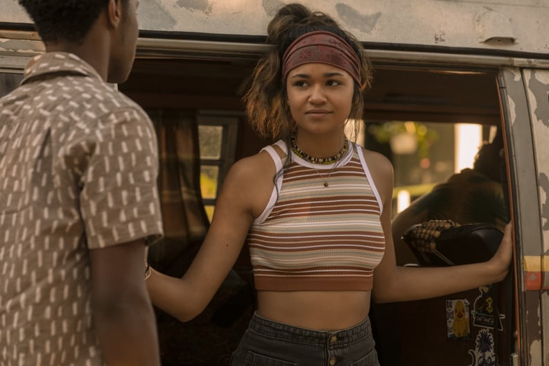 Kiara's Striped Crop Top and Button-Up Jeans on Outer Banks Season 2