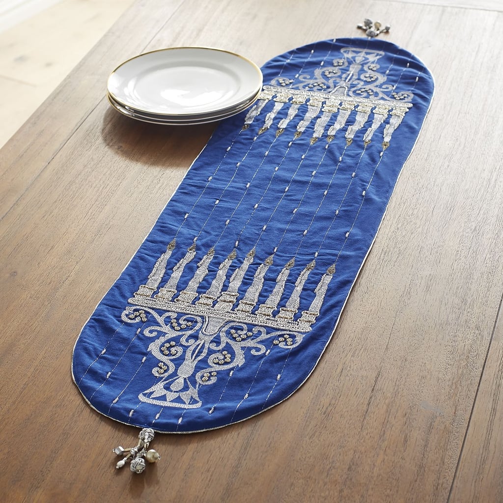 Hanukkah Embroidered Menorah Table Runner ($50)