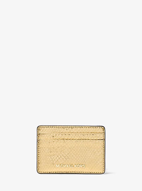 Michael Kors Jet Set Metallic Embossed Leather Card Case