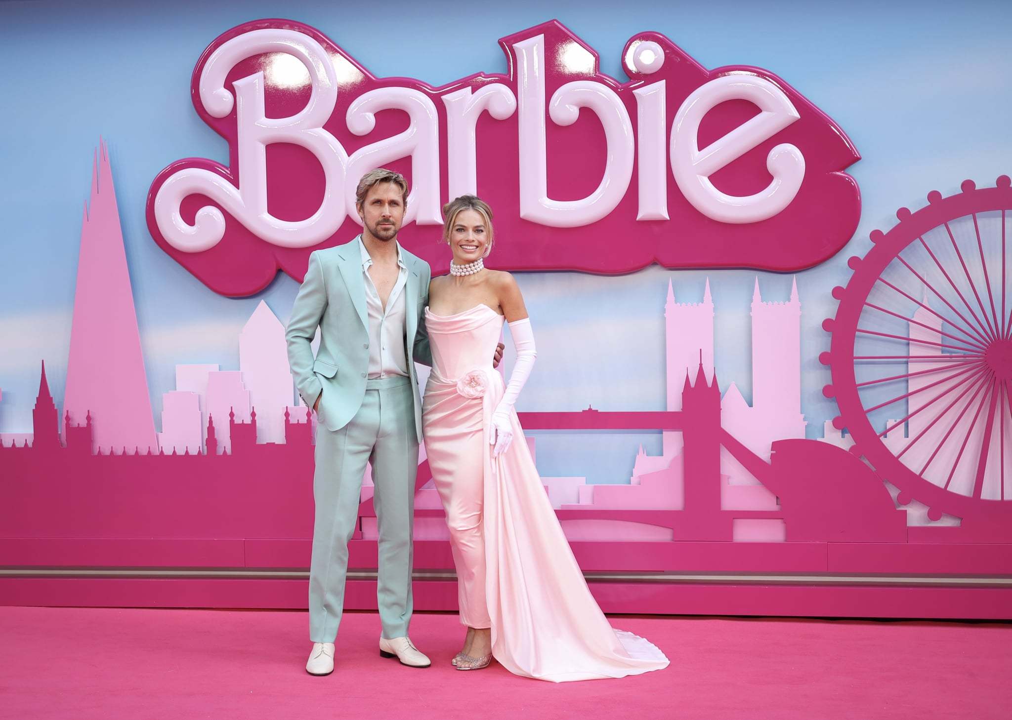 LONDON, ENGLAND - JULY 12: Ryan Gosling and Margot Robbie attend "Barbie" premiere 