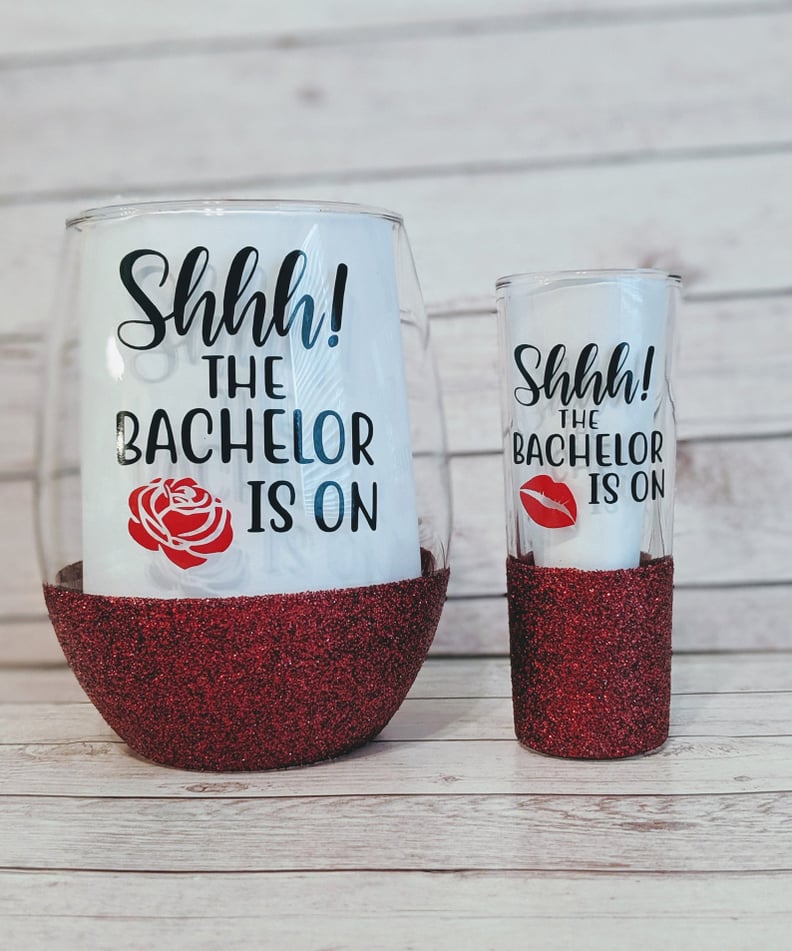 The Bachelor Is On Glitter Wine & Shot Glass by ShyneBrighter