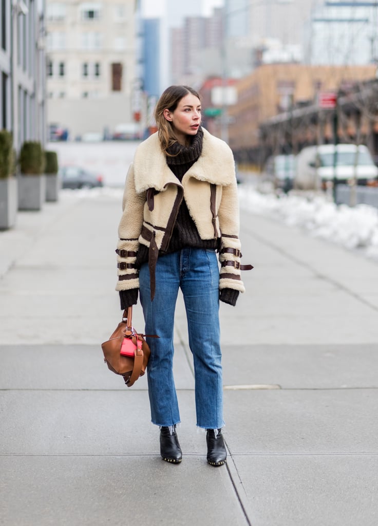 A Shearling Jacket, Cropped Jeans, and Ankle Boots