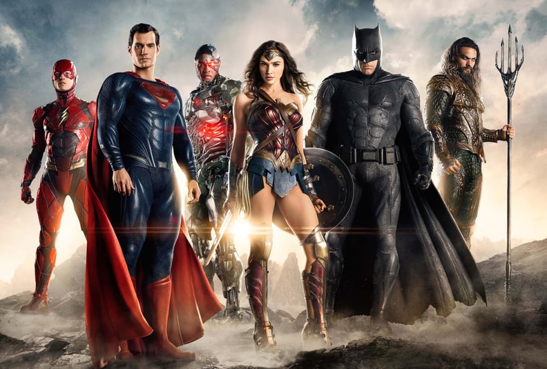JUSTICE LEAGUE, from left: Ezra Miller as The Flash, Henry Cavill as Superman, Ray Fisher as Cyborg, Gal Gadot as Wonder Woman, Ben Affleck as Batman, Jason Momoa as Aquaman, 2017. ph: Clay Enos/Warner Bros. Pictures/courtesy Everett Collection