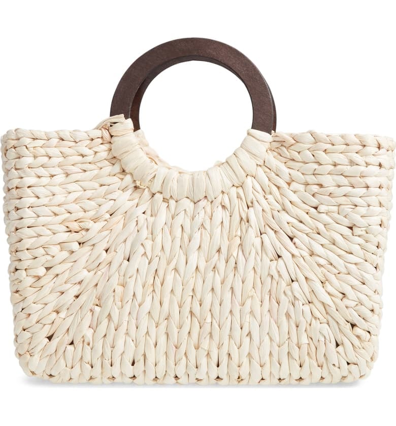 Knotty Straw Top Handle Tote