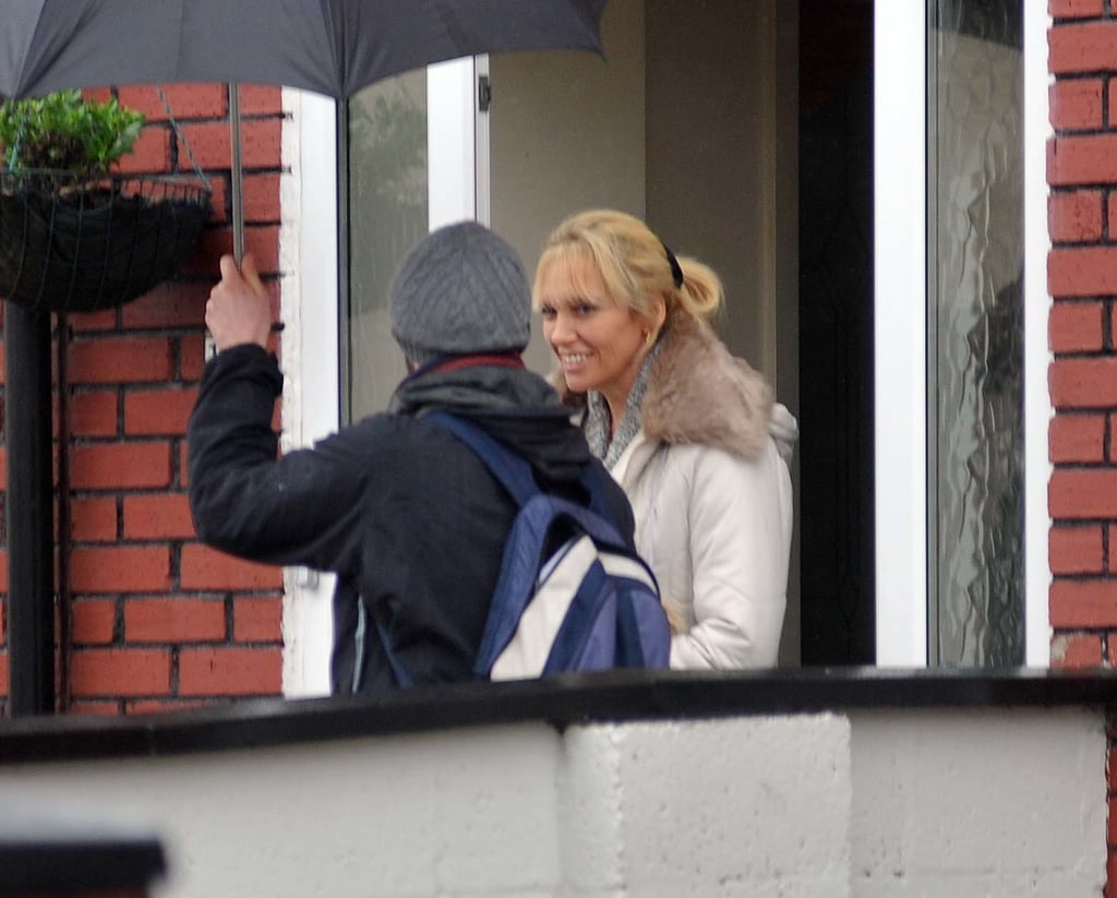Toni Collette stayed dry on the set of Glassland in Dublin, Ireland, on Tuesday.
