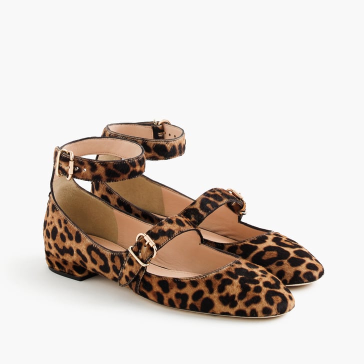 leopard calf hair flats