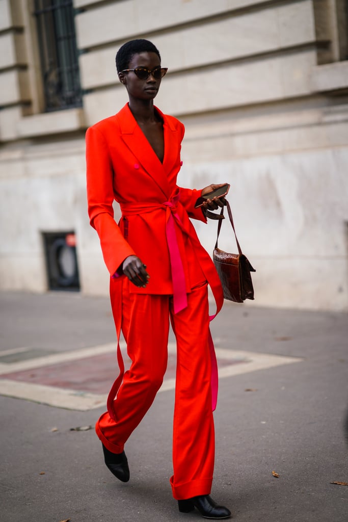 There is nothing that says confidence quite like a bright red power suit.