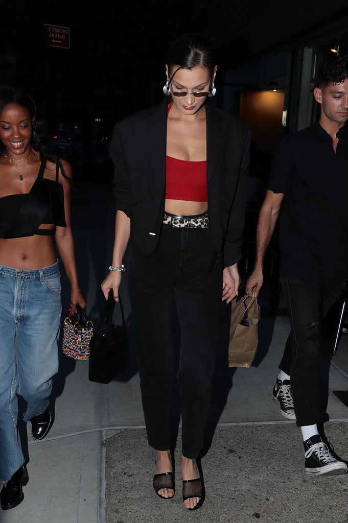 Bella Hadid's Black Mesh Sandals