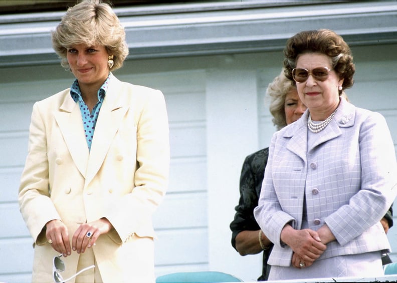 Princess Diana and Queen Elizabeth II at Guards Polo Club in Windsor