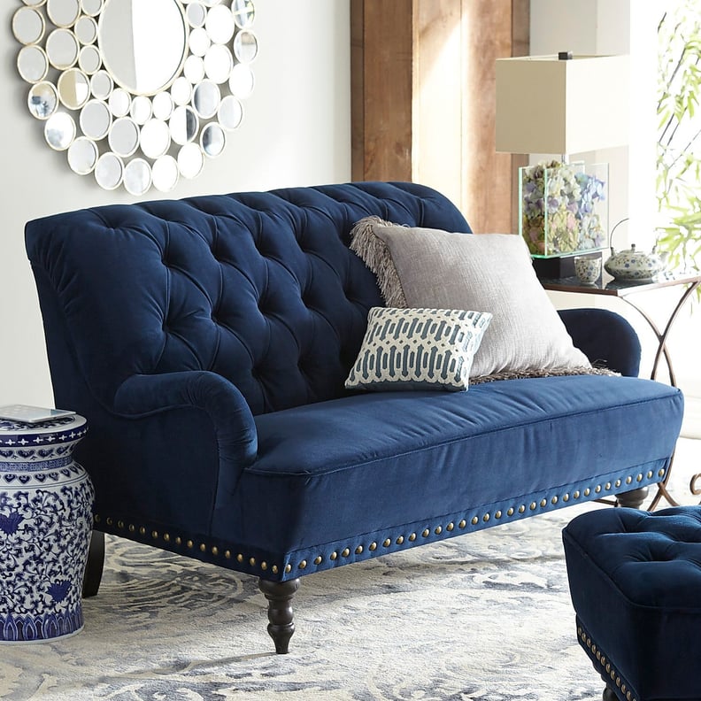 Chas Navy Blue Velvet Loveseat