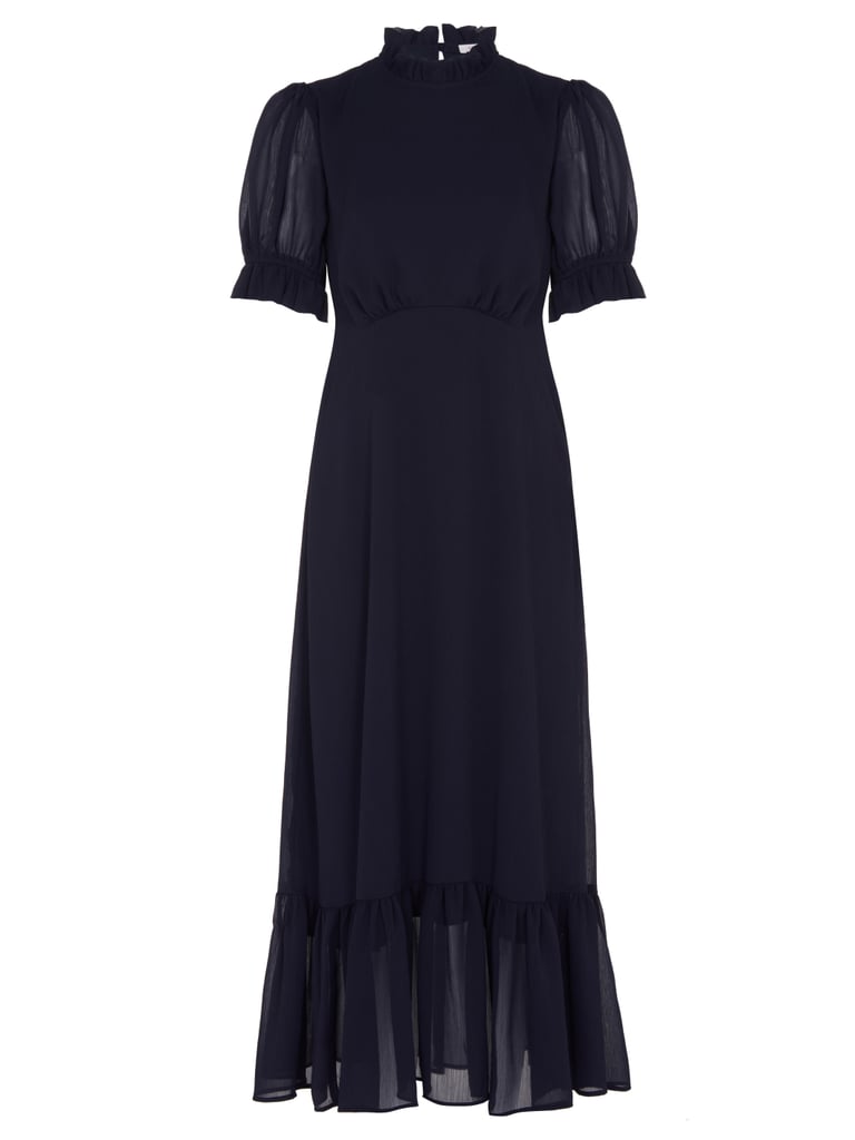 Finery London High Neck Ruffle Detail Midaxi Tea Dress