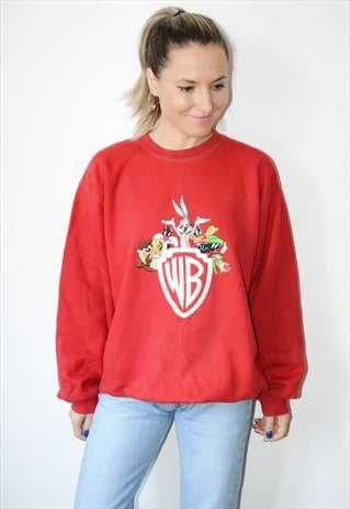 Vintage Rare Warner Bros. Embroidered Logo Sweatshirt
