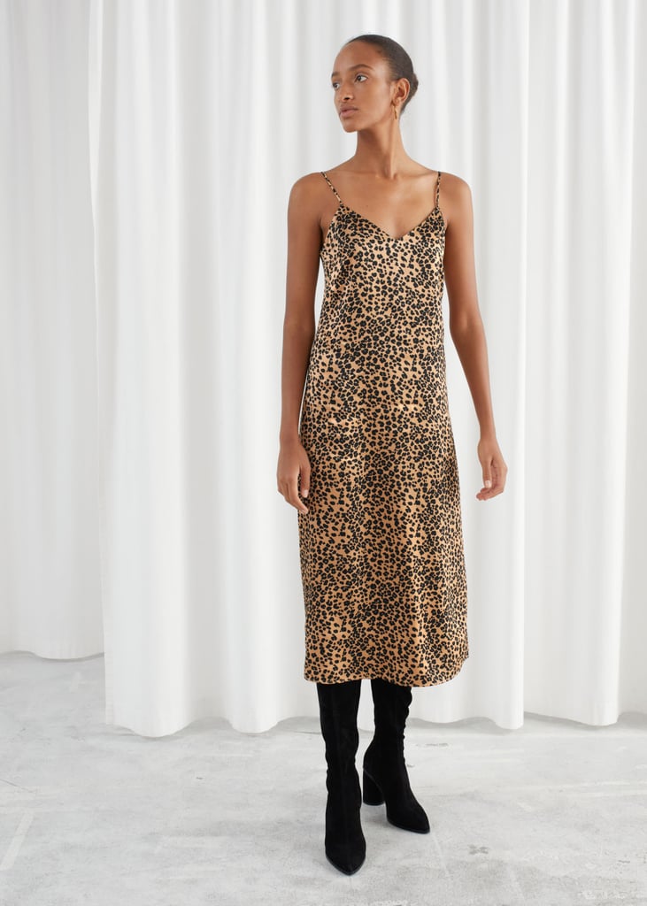 silk leopard slip dress