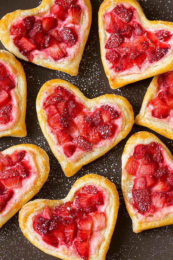 Heart-Shaped Strawberry Cream Cheese Breakfast Pastries